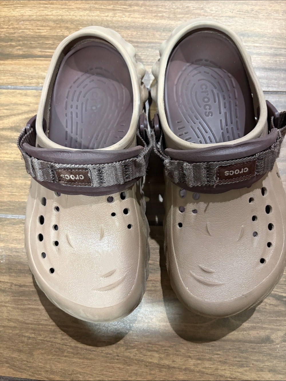 CROCS men’s echo Classic Clog in Taupe with Brown Strap